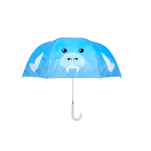 Combo Lluvia Infantil: Paraguas Celeste Lobo Marino + Impermeable Orejas Mickey