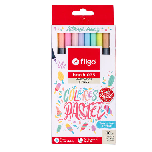 Marcador Brush Pen 035 / Estuche 10 pastel 