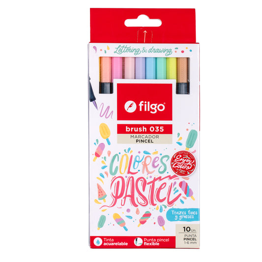 Marcador Brush Pen 035 / Estuche 10 Pastel 