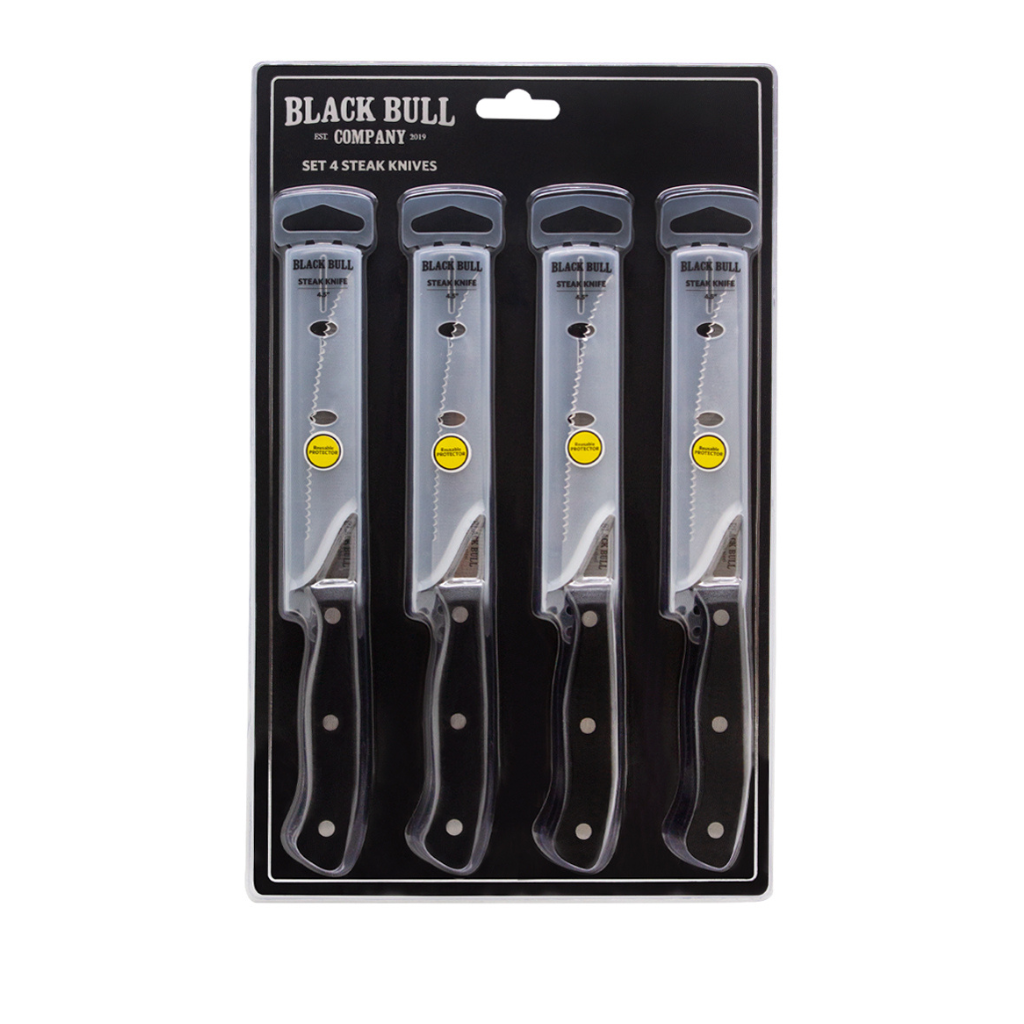 Set 4 Cuchillos Steak Black Bull