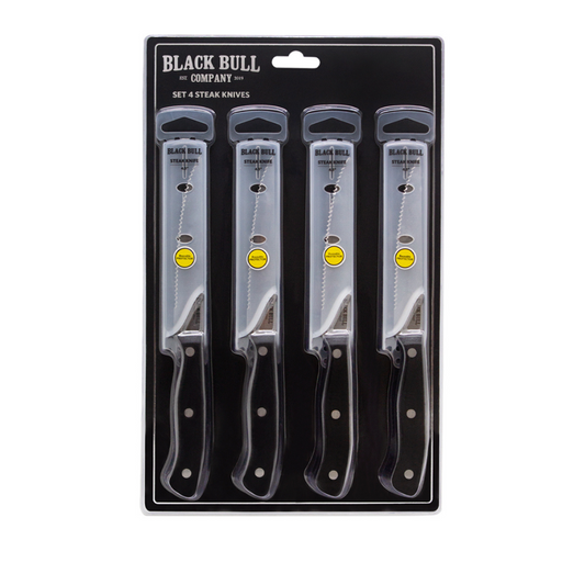 Set 4 Cuchillos para Carne con Hoja Dentada Blackbull