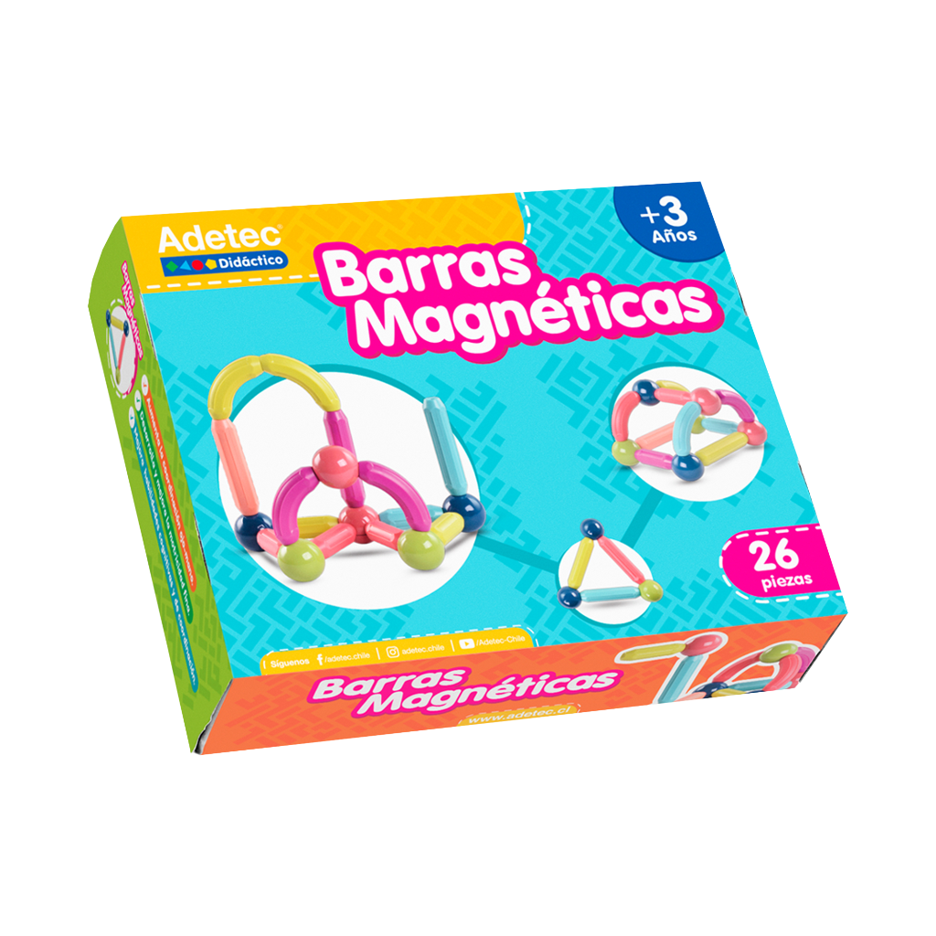 Barras Magnéticas Adetec - 26 Uni Colores Y Formas Surtidas