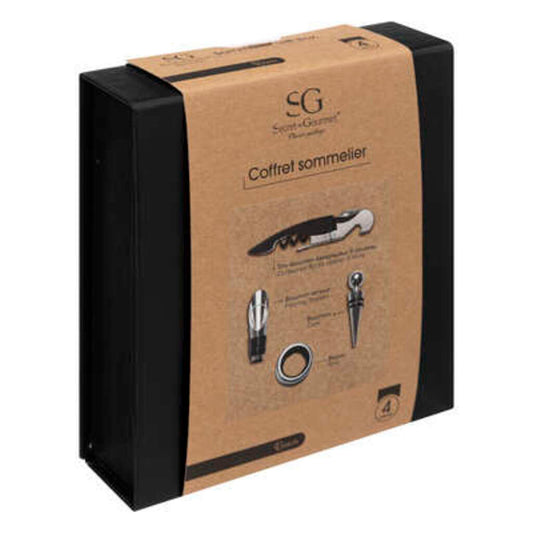 Combo Kit De Vino 4 Piezas Lux + Delantal Asado Fontina
