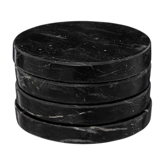 Set 4 Posavasos De Mármol Negro 10 Cm