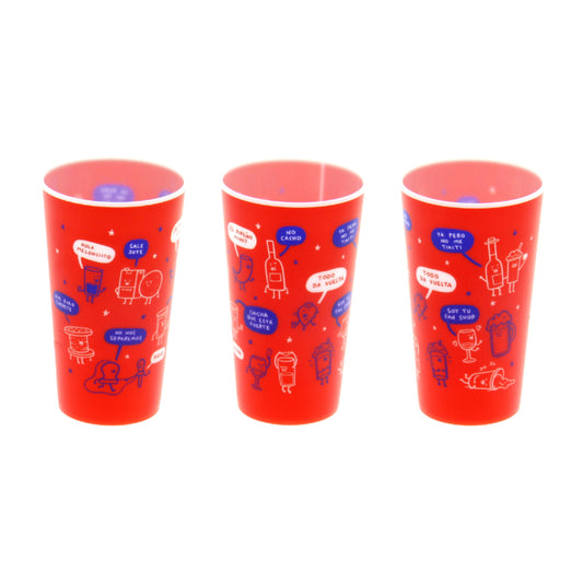 Set de 3 Vasos Reutilizables Dieciochero Ingesman 480ml