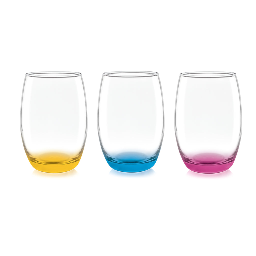 12 Vasos Vidrio Altos Mikonos Full Color 460ml Cristar