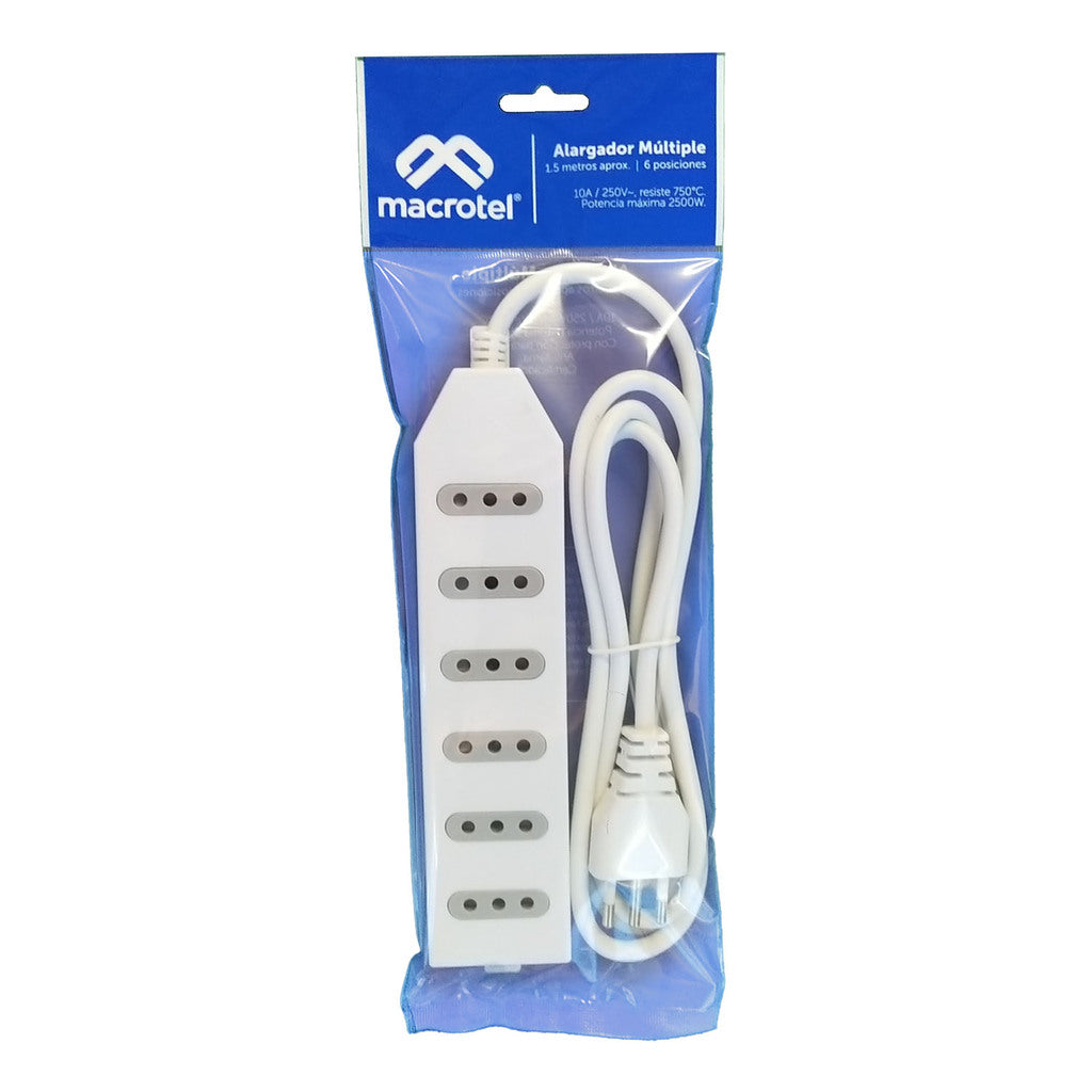 Alargador Multi. 1,5 Mts 6 Posic.Blanco
