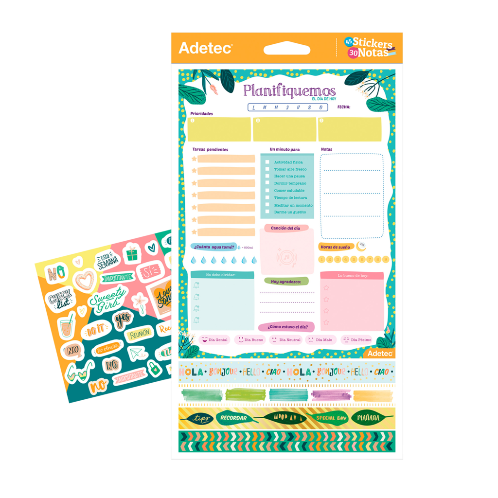 Planificador Diario Adetec - Washing Tape Y Stickers