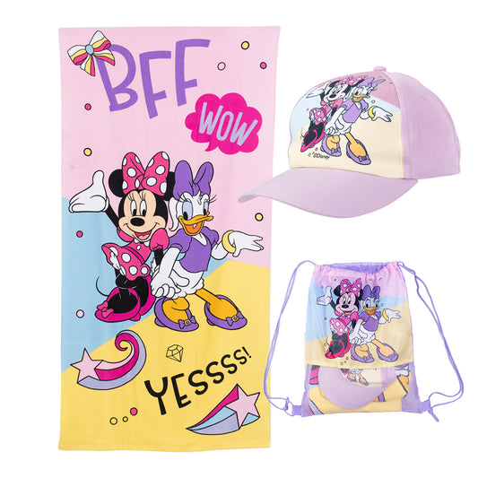 Set Toalla Playa 70X140 Cms + Jockey + Bolso Minnie