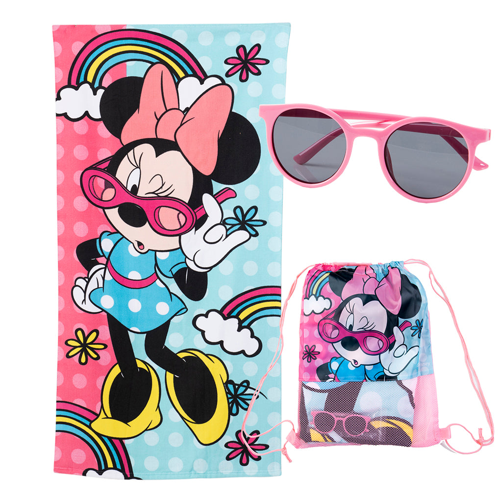 Set Toalla 70X140 Cms + Lentes De Sol UV + Bolso Minnie