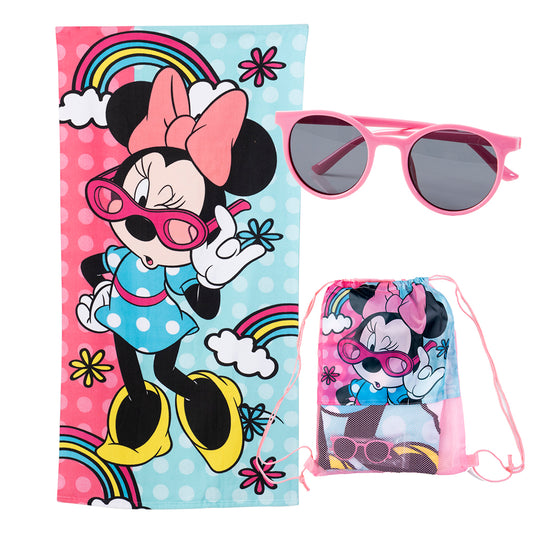Set Toalla 70X140 Cms + Lentes De Sol UV + Bolso Minnie