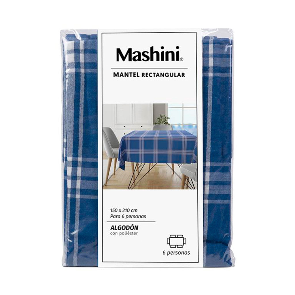 Mantel Tartan Rectangular 150X210 Cm Azul