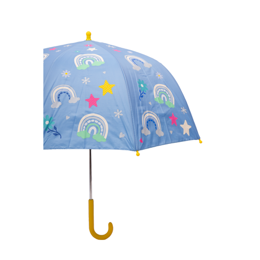 Paraguas Niños Arcoíris Cambia Color Celeste - Promo 2025