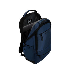 Combo Mochila Saxoline Cardiff Azul Marino 30 L + Audífonos Bluetooth Inalámbricos Aiwa Blanco