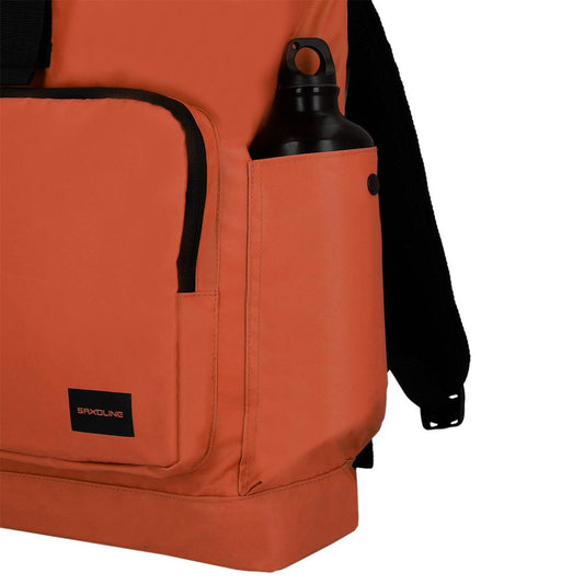 Combo Mochila Saxoline Preston Roll Top Café 35 L  y banano rosado