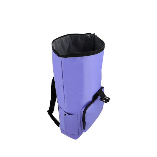 Combo Banano Silicona Celeste y Mochila Saxoline Preston Roll Top Violeta 35 L