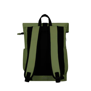 Combo Mochila Saxoline Preston Roll Top Olive Green 35 L  y banano rosado