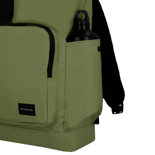 Combo Mochila Saxoline Preston Roll Top Olive Green 35 L  y banano rosado