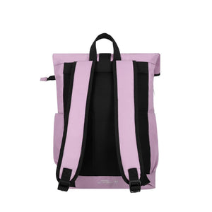 Combo Banano Silicona Celeste y Mochila Saxoline Preston Roll Top Lila 35 L