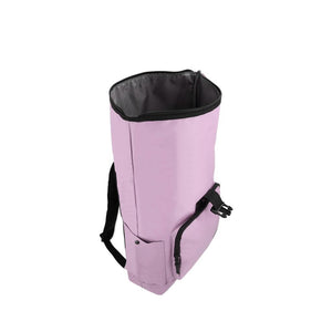 Combo Banano Silicona Celeste y Mochila Saxoline Preston Roll Top Lila 35 L