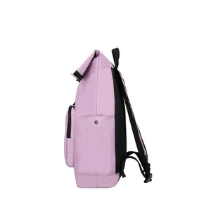 Combo Banano Silicona Celeste y Mochila Saxoline Preston Roll Top Lila 35 L