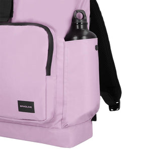 Combo Banano Silicona Celeste y Mochila Saxoline Preston Roll Top Lila 35 L