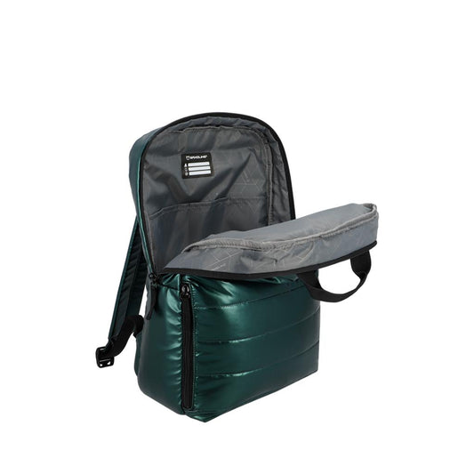 Combo Mochila Puffer Camber Verde 18 Lts Saxoline + Mochila Jane Gris Llaima.