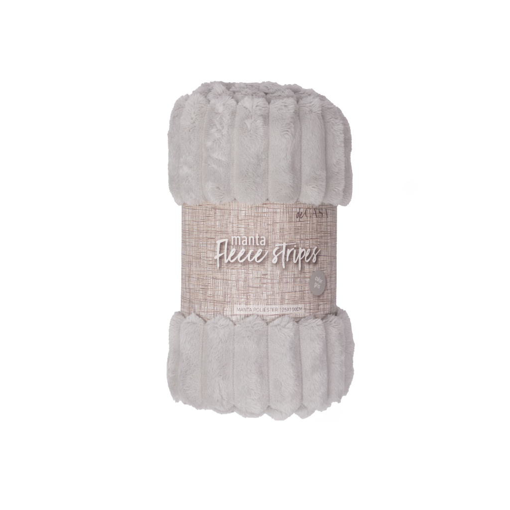 Manta Fleece Stripes 125x150cm Gris