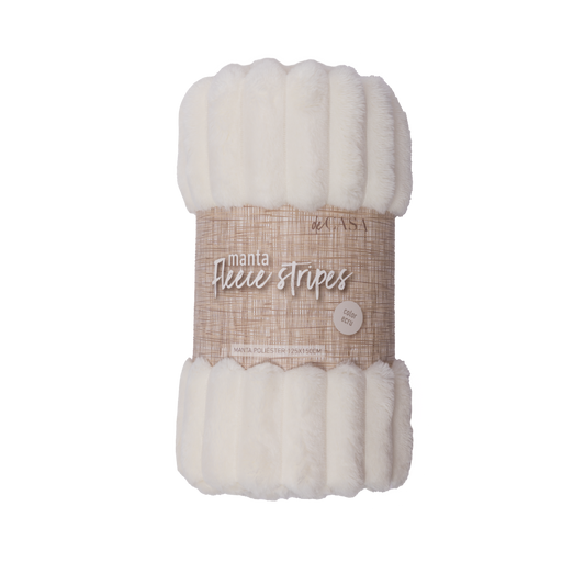 Manta Fleece Stripes 125x150cm Ecru