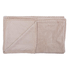 Combo Mantas Fleece Panal y Stripes 125x150 cm Beige, Gris Oscuro, Ecru y Gris