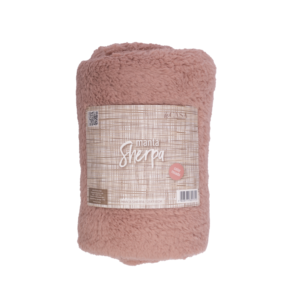 Manta Sherpa 125x150cm Rosado