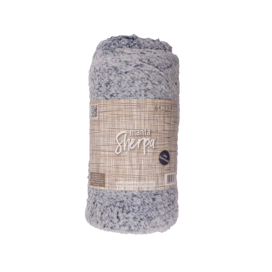 Manta Sherpa 125x150cm Gris Jaspeado
