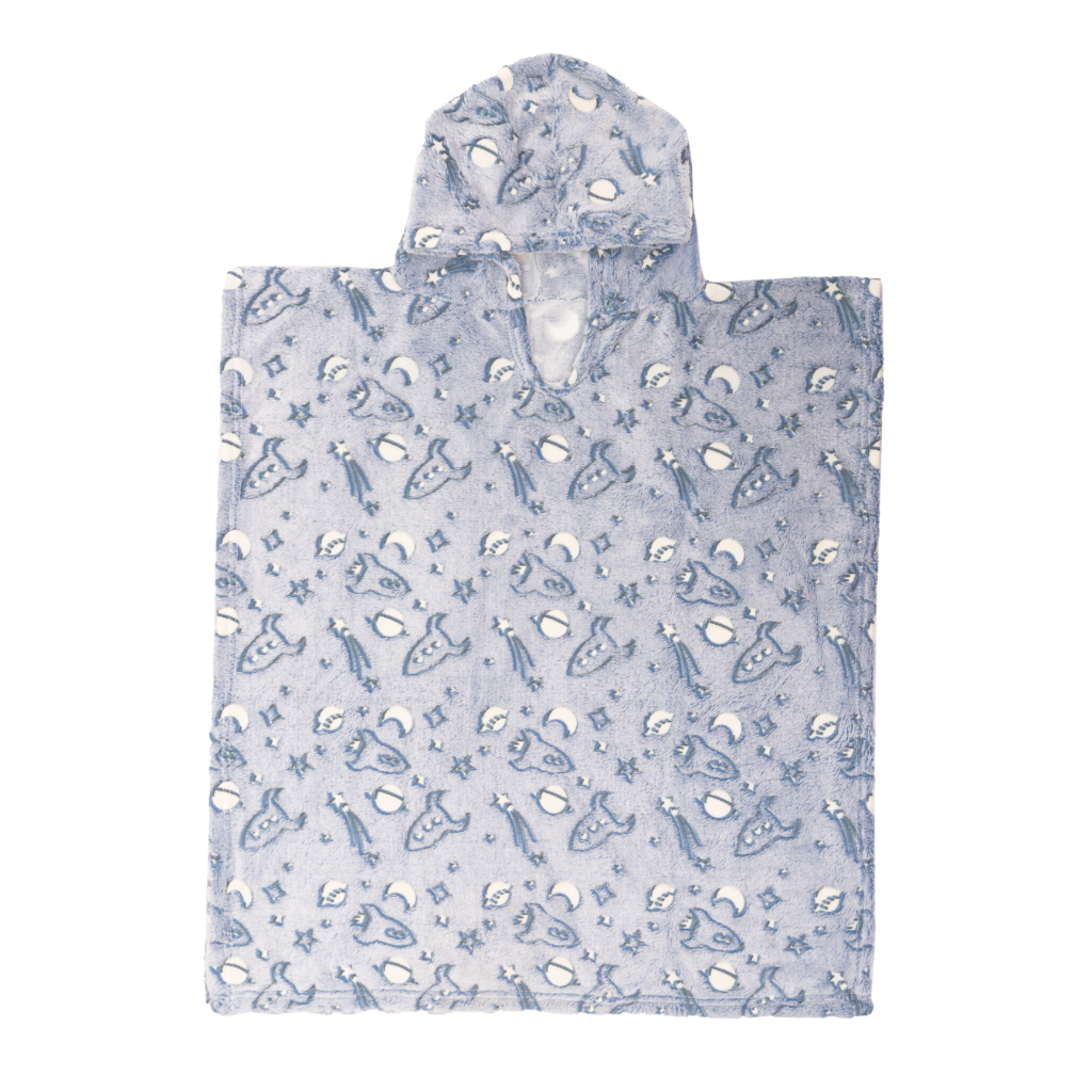 Poncho Manta Que Brilla en la Oscuridad Azul