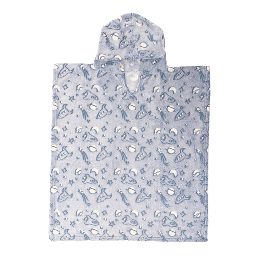 Poncho Manta Que Brilla en la Oscuridad Azul