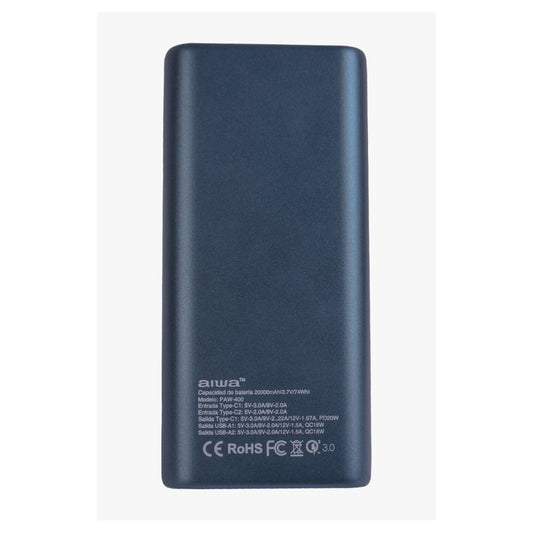 Cargador Batería Externa Power Bank 20000 Mah Aiwa Paw-400