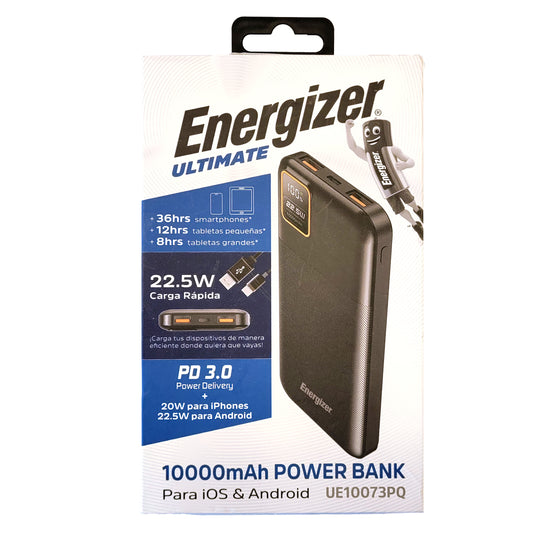 Cargador portátil Ultrarápido - Powerbank Energizer 10.000 Mah. 22.5W