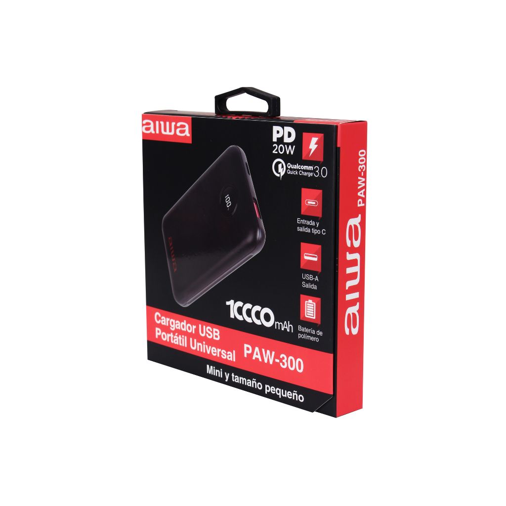 Cargador Batería Externa Power Bank 10.000 Mah Paw-300 Negro