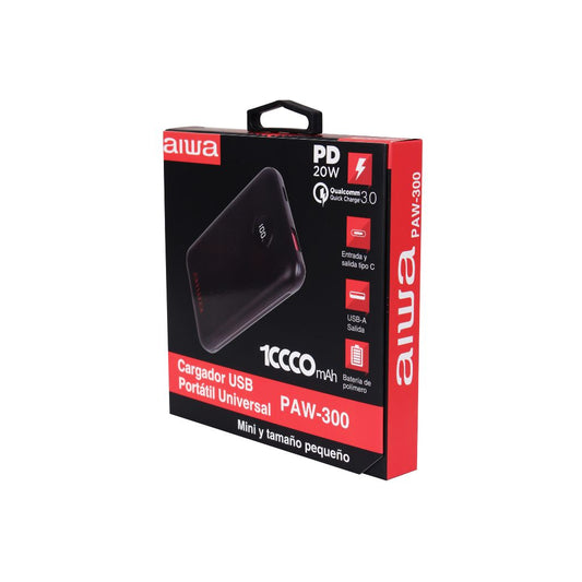 Cargador Batería Externa Power Bank 10.000 Mah Paw-300 Negro