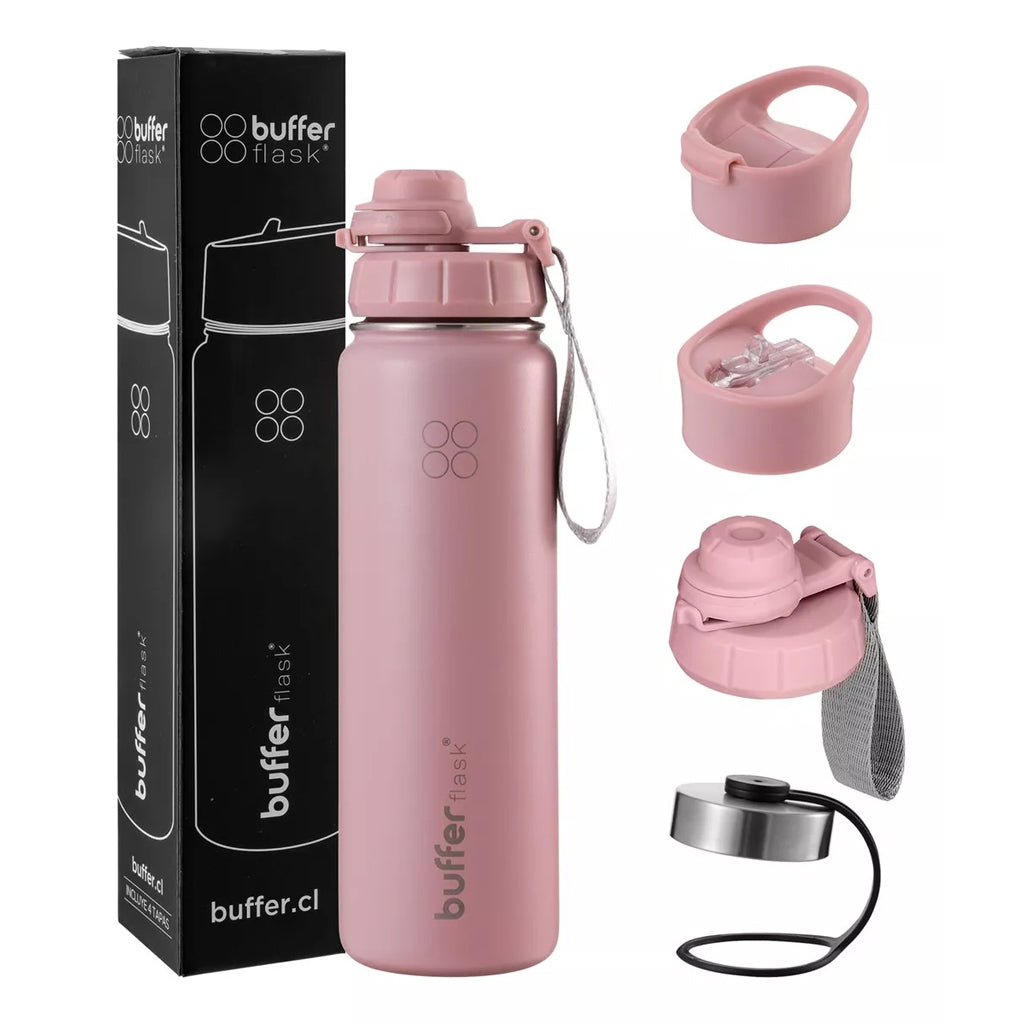 Botella Agua Térmica Buffer Morea 700ml +4 Tapas Velvet Pink