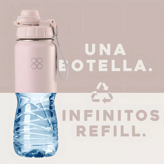Botella Agua Térmica Buffer Morea 700ml +4 Tapas Pink Leopardo