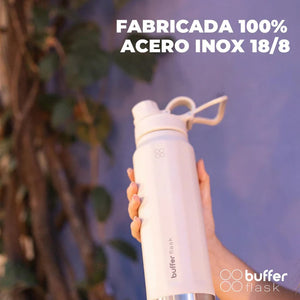 Botella Agua Térmica Buffer Paine 1Lt  + 2 Tapas Ivory