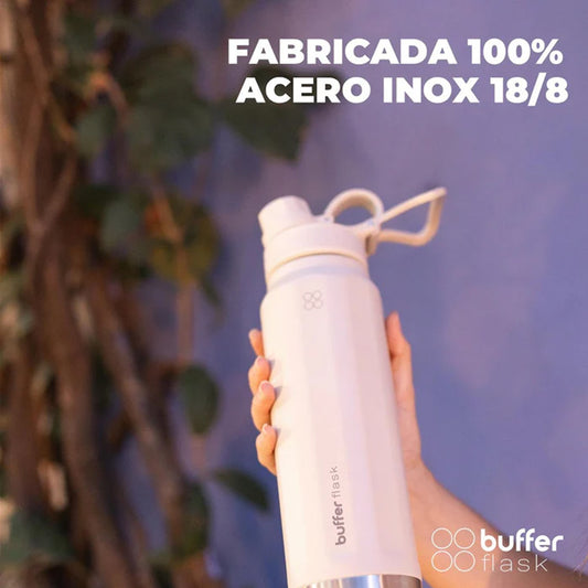 Botella Agua Térmica Buffer Paine 1Lt  + 2 Tapas Ivory