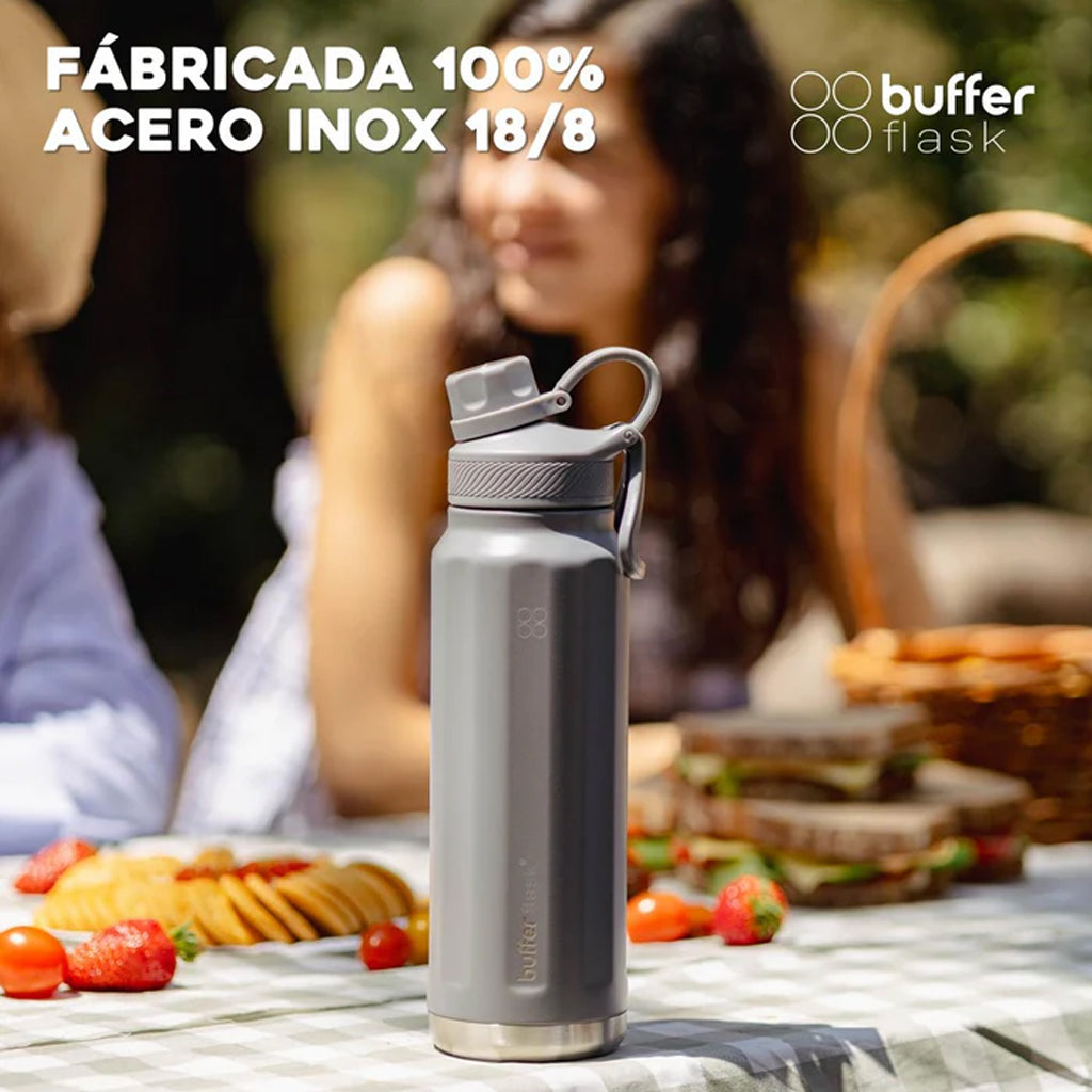 Botella Agua Térmica Buffer Paine 1Lt  + 2 Tapas Cool Grey