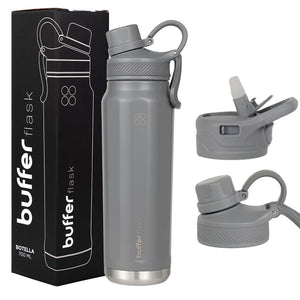 Botella Agua Térmica Buffer Paine 700ml  + 2 Tapas Cool Grey