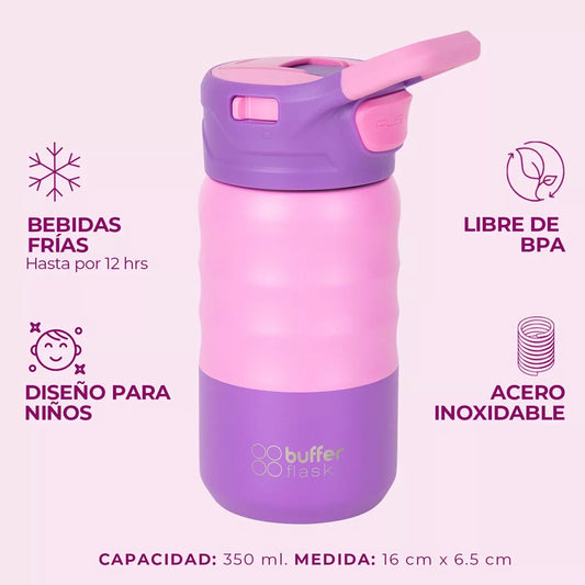 Botella Agua Térmica Kids Buffer 350ml Rosado