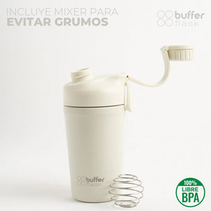 Shaker Proteina Buffer Acero Inoxidable 600ml Ivory