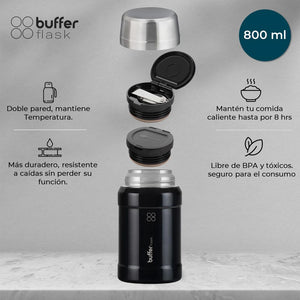 Termo Comida 800ml + Bolso y Cuchara Negro