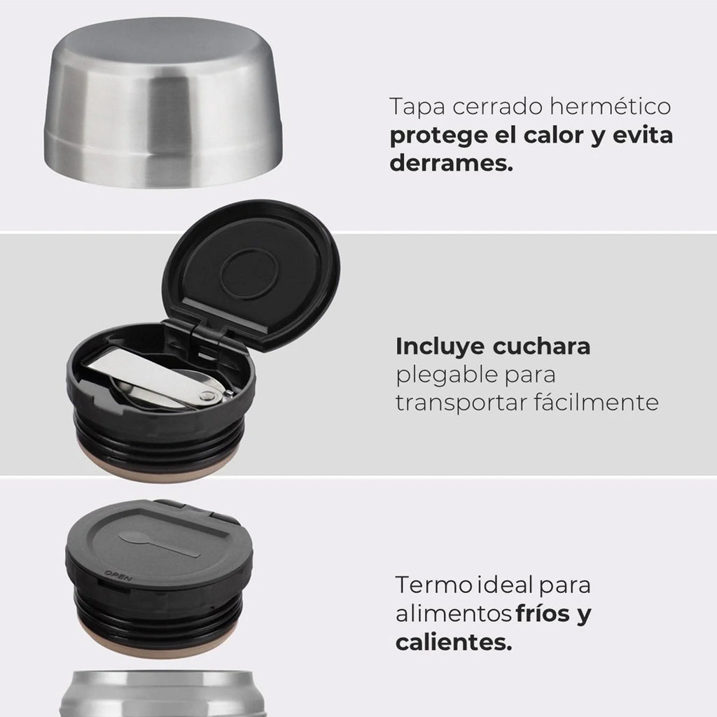 Termo Comida 800ml + Bolso y Cuchara Negro