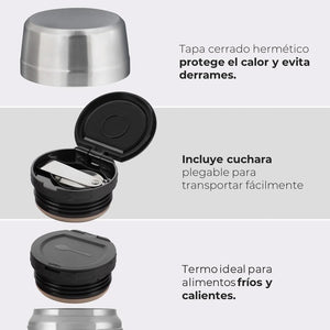 Termo Comida 800ml + Bolso y Cuchara Negro