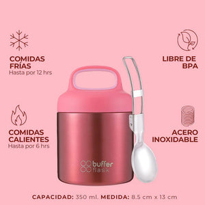 Termo Comida Kids 340ml + Cuchara Rosado